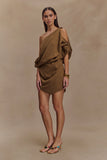 Gabriella Draped Mini Dress Light Brown Marle