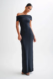 Cassandra Off Shoulder Slinky Maxi Dress Black