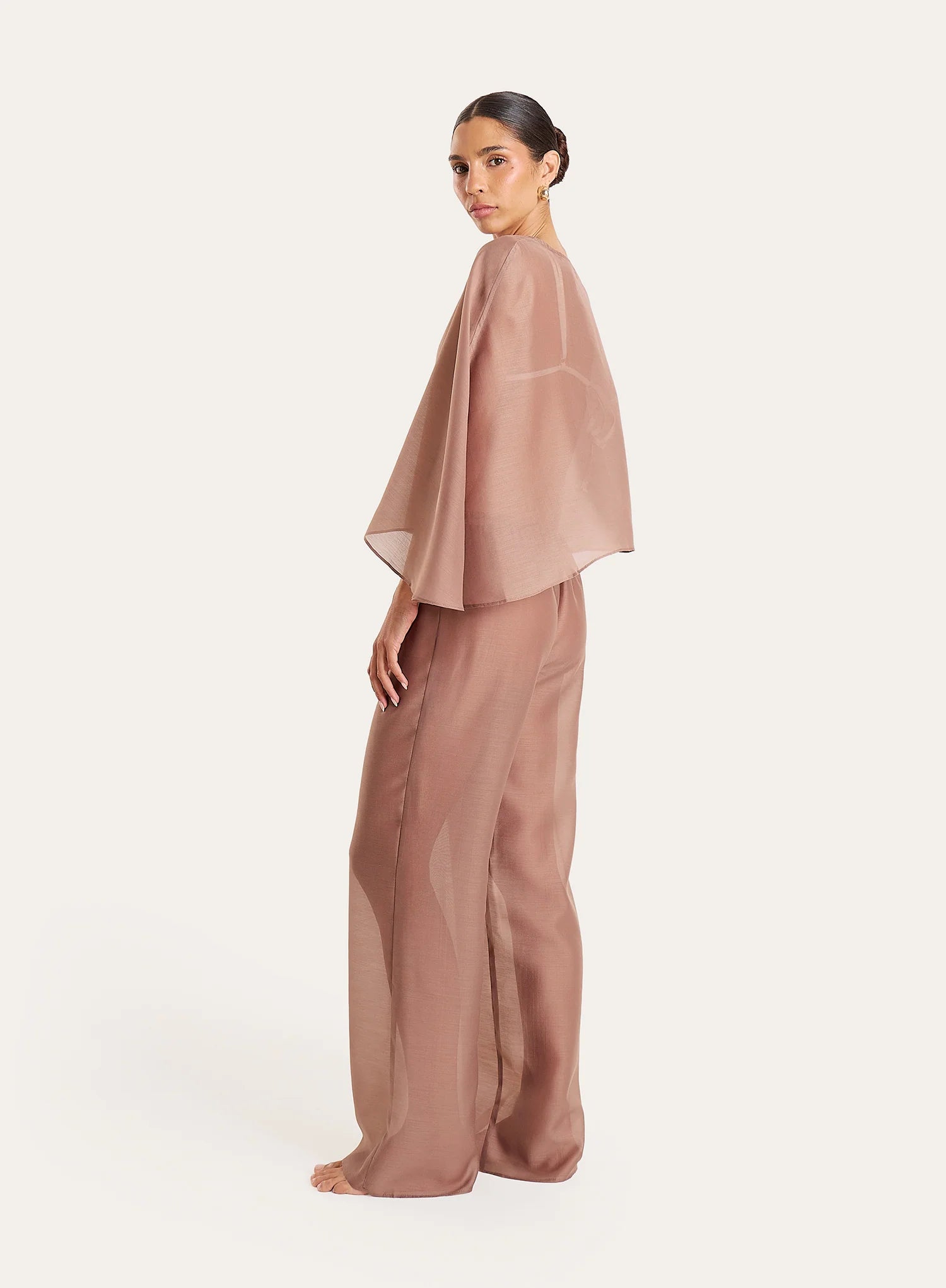 Mocha Sheer Cape Top