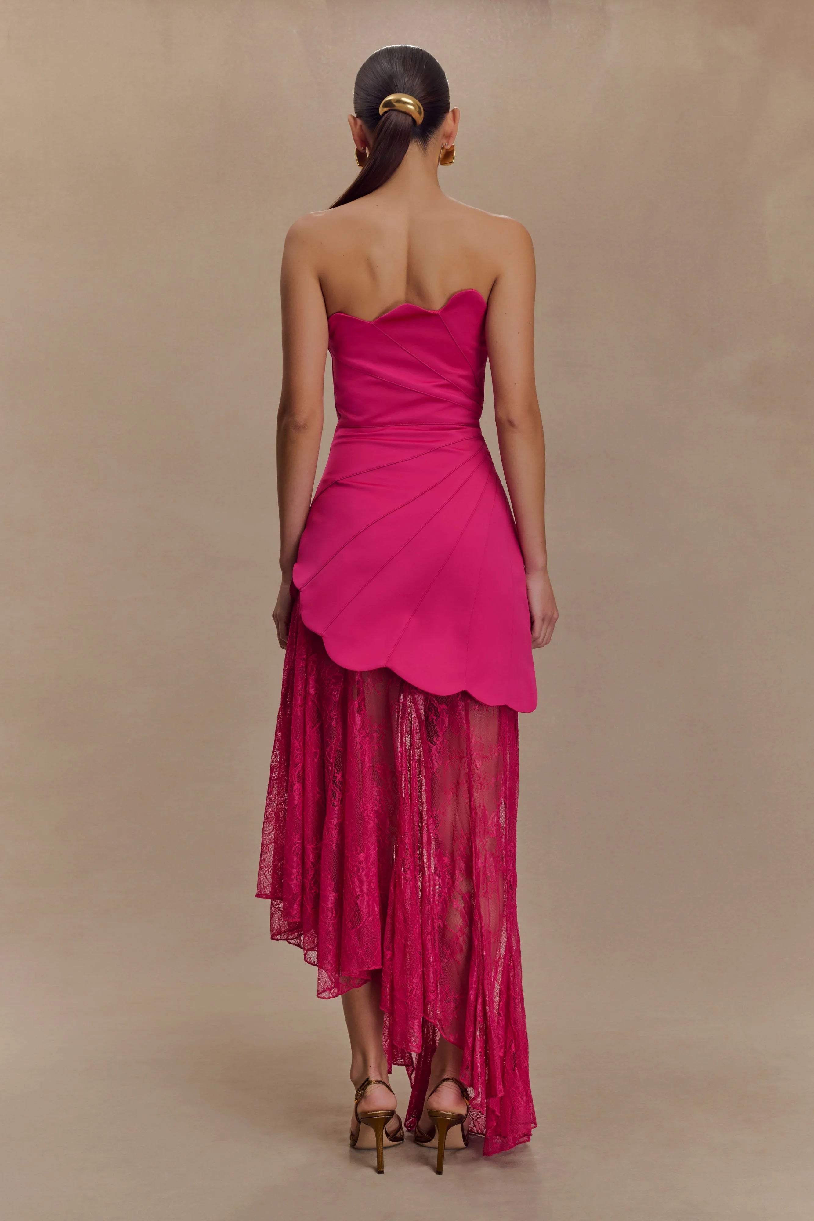 Aleena Satin And Lace Maxi Dress Dragonfruit