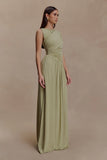 Ayeshya Slinky Asymmetric Maxi Dress Sage
