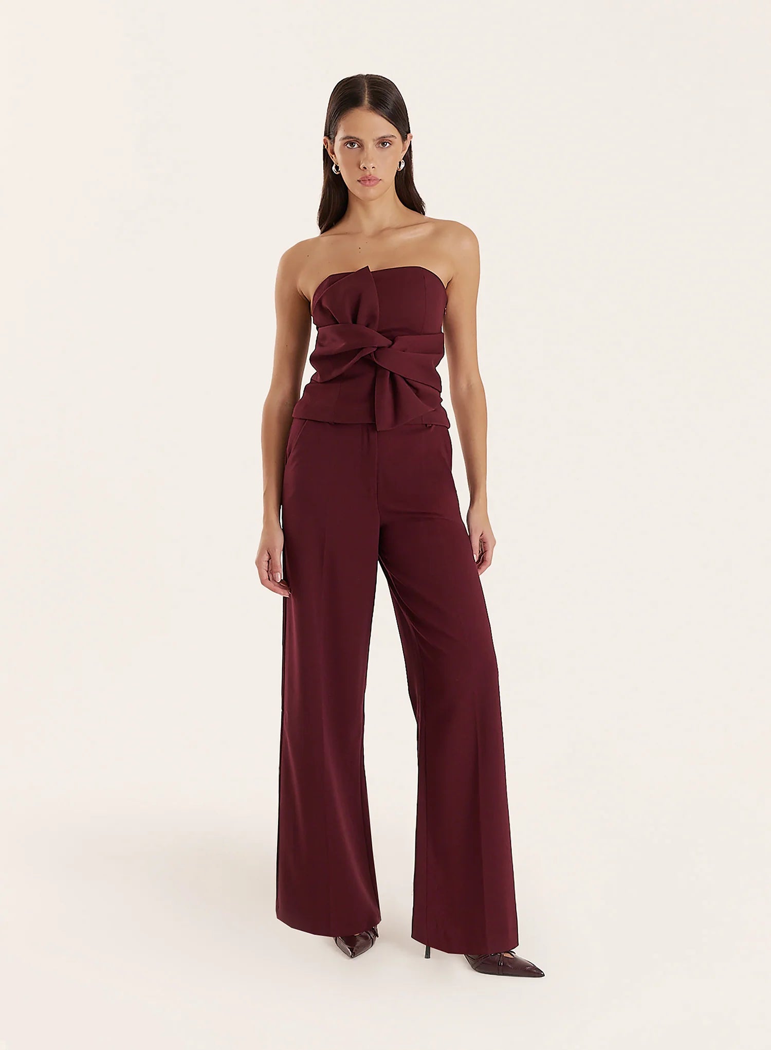 Red Knot Detail Tailored Bandeau Top