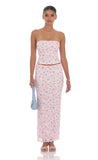 Strapless Floral Lace Two Piece Set in Pink