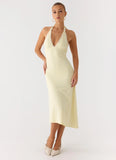 Illuminate Halter Midi Dress Butter Yellow