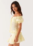 Hundred Percent Puff Sleeve Top Yellow