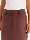 Burgundy Faux Suede Maxi Skirt