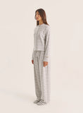 Grey Striped Jersey Rib Trousers