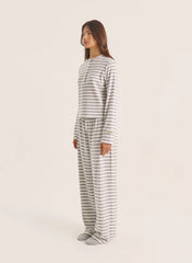 Grey Striped Jersey Rib Trousers