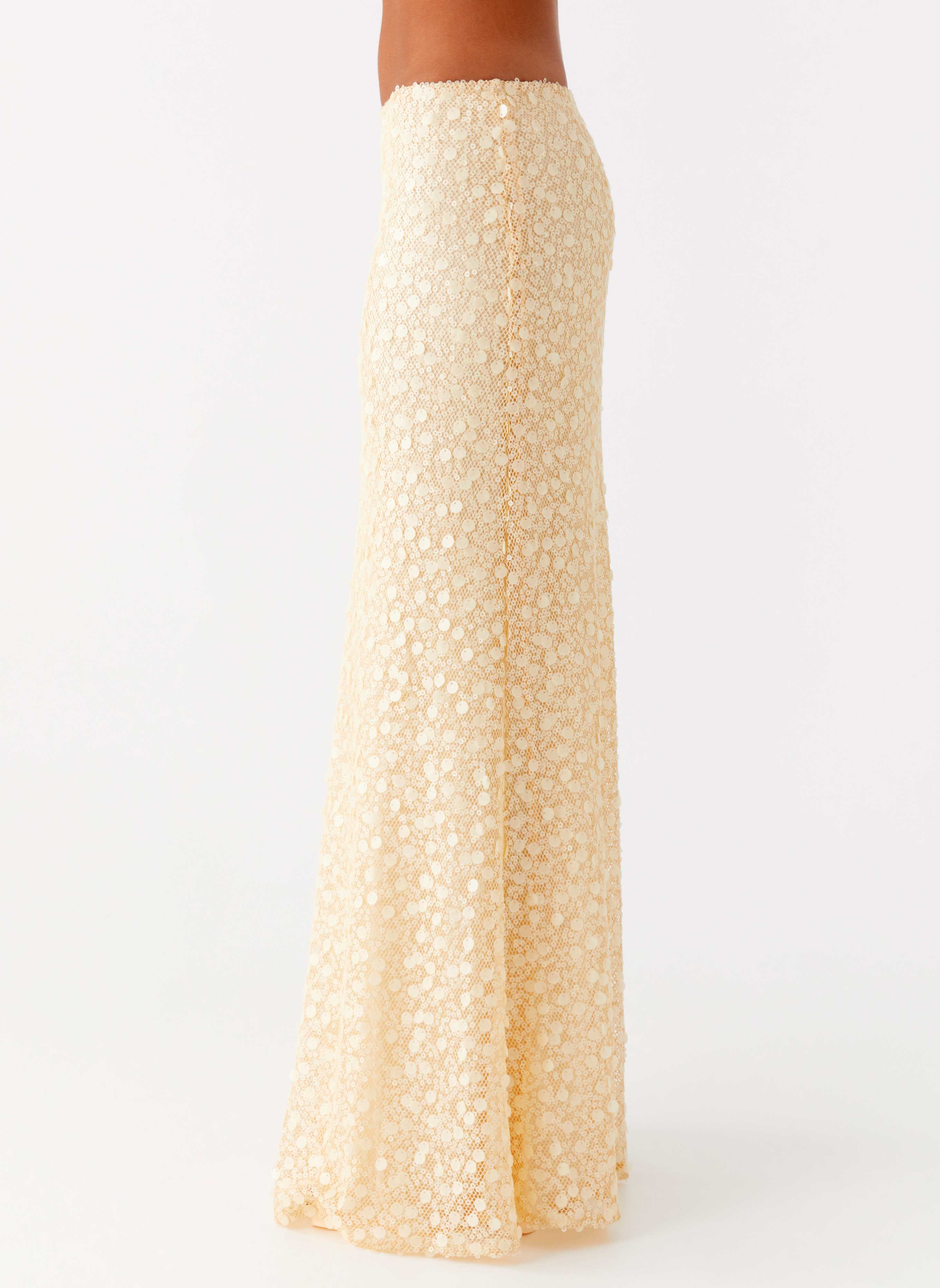 Honestly Sequin Maxi Skirt Yellow