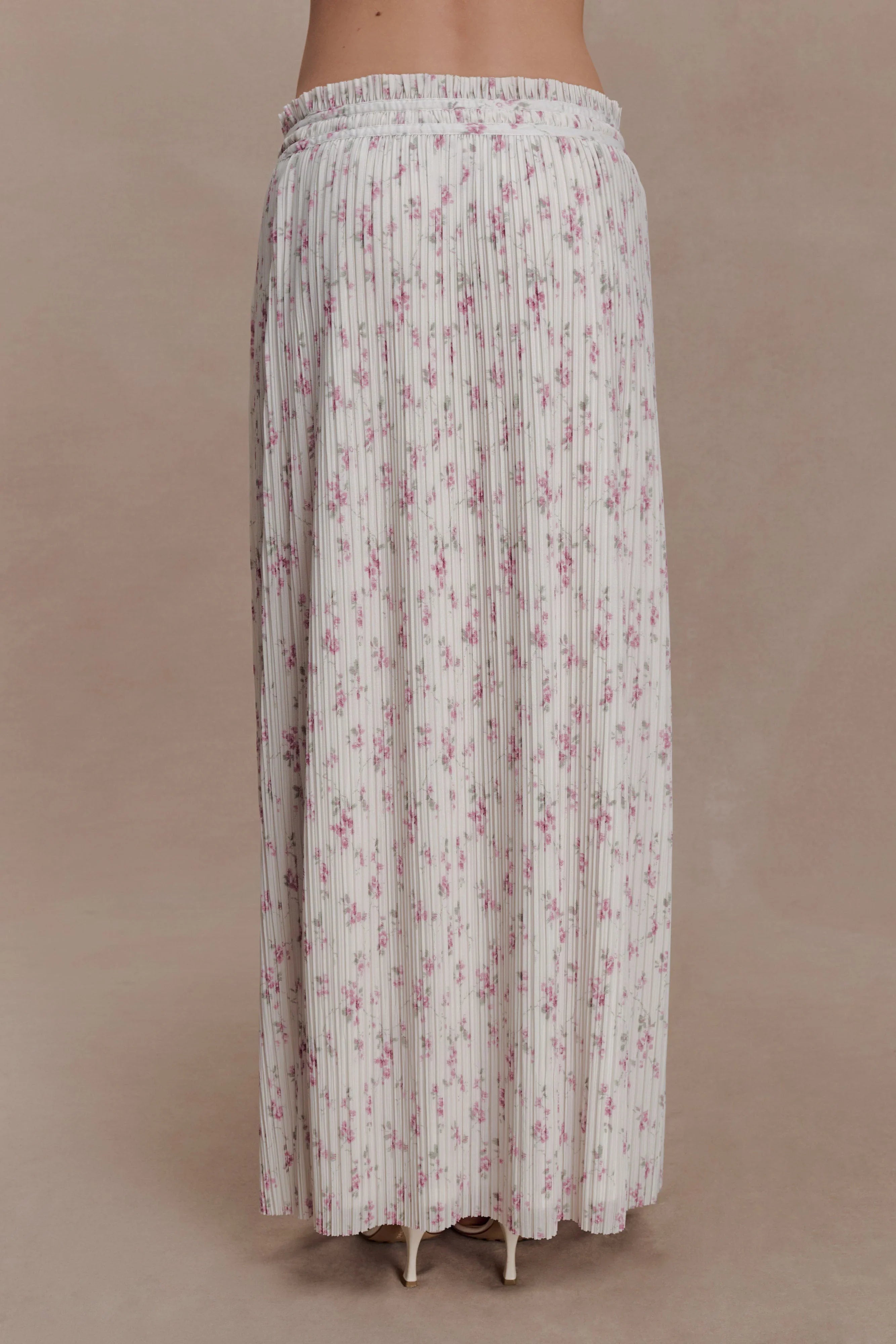 Amaris Gathered Plisse Maxi Skirt Floral Ditsy Print