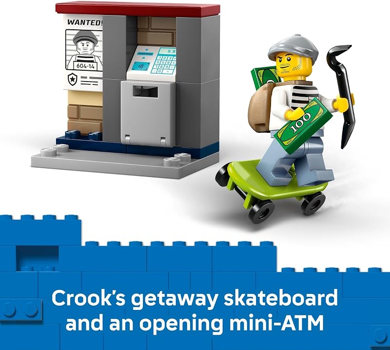 LEGO City Police Motorcycle Chase Building Toy for Kids Pretend Play Building Blocks for Boys Girls Ages 4 Preschool Learning Toy W Police Crook Minifigures Gift for Birthdays 60455