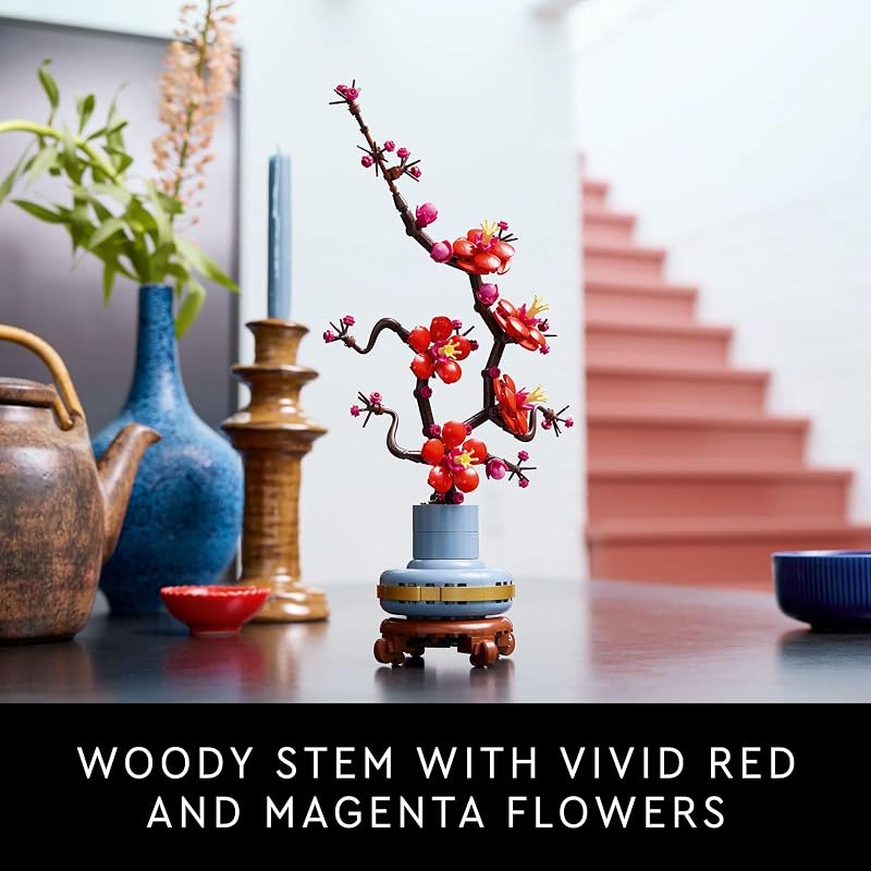 LEGO Botanicals Plum Blossom Building Sets for Adults Artificial Flower for Dinner Table Centerpiece Living Room Home Decor Ages 18 DIY Craft Kits Gift for Birthdays 10369
