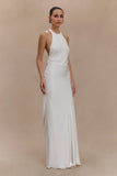 Rinna Satin Halter Maxi Dress Ivory