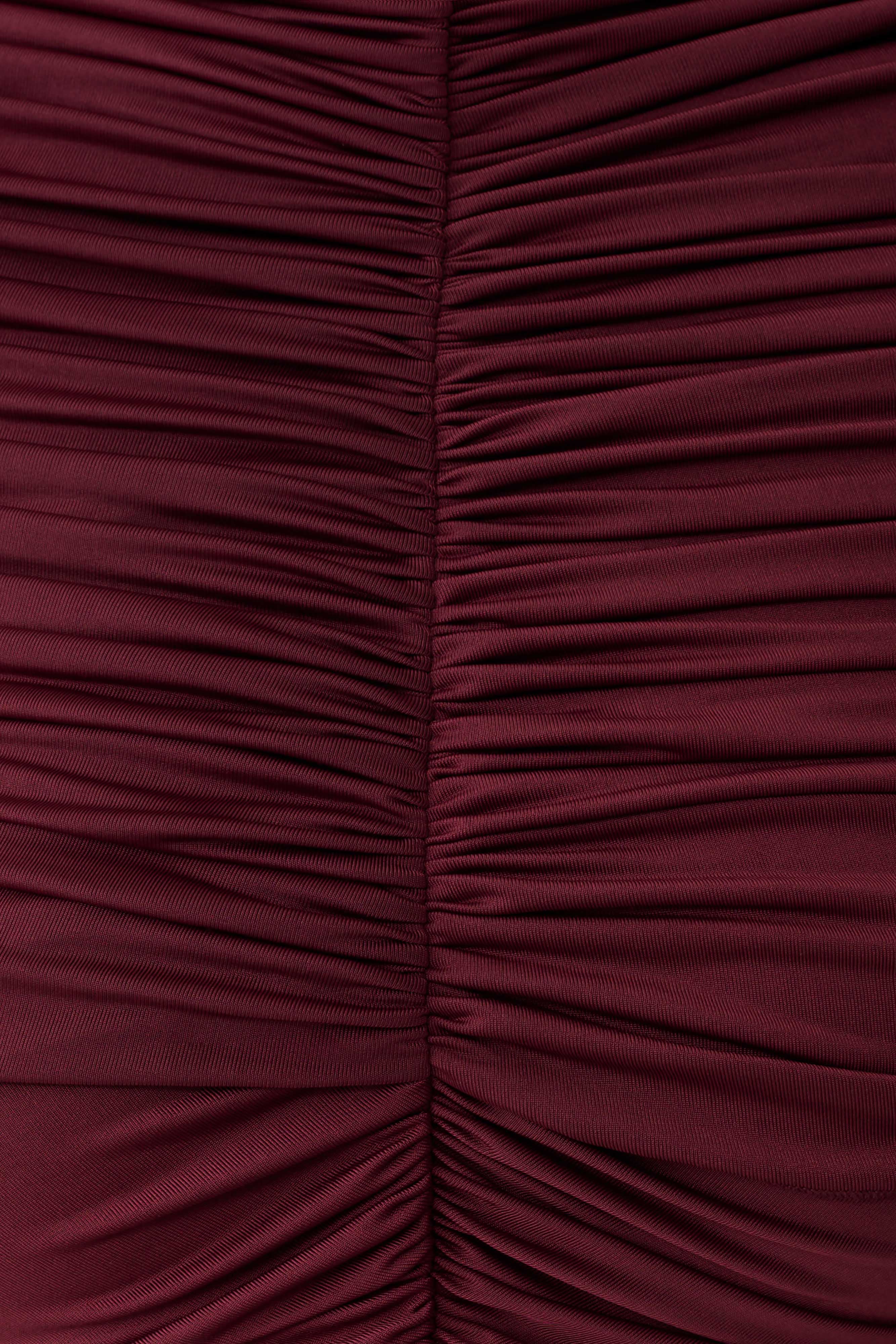 Linh Slinky High Neck Gathered Top Mahogany