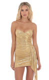 Metallic Corset Tassel Dress in Gold