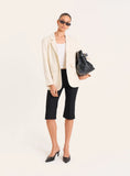 Black Flared Hem Capri Trousers
