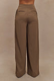Faith Suiting Wide Leg Pant Cacao Brown