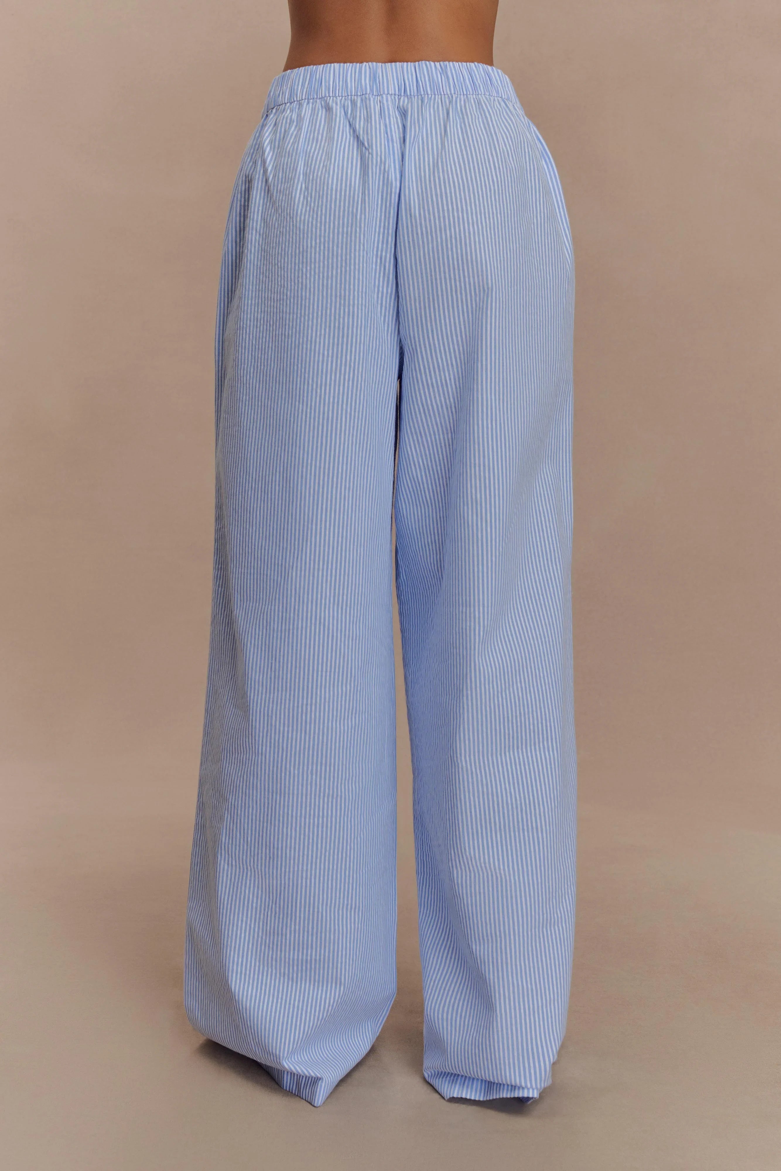 Hansen Wide Leg Pants Blue Pinstripe