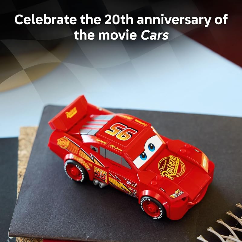 LEGO Speed Champions Lightning McQueen Toy Disney Pixar Cars Building Blocks for Kids Boys Girls Ages 9 Pretend Play Race Car Bedroom Shelf Display 77255