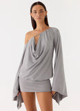 Kyrah Long Sleeve Mini Dress Misty Blue