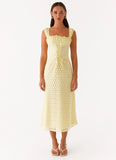 Keziah Tie Front Midi Dress Lemon