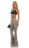 Sequin One Shoulder Two Piece Set in Green