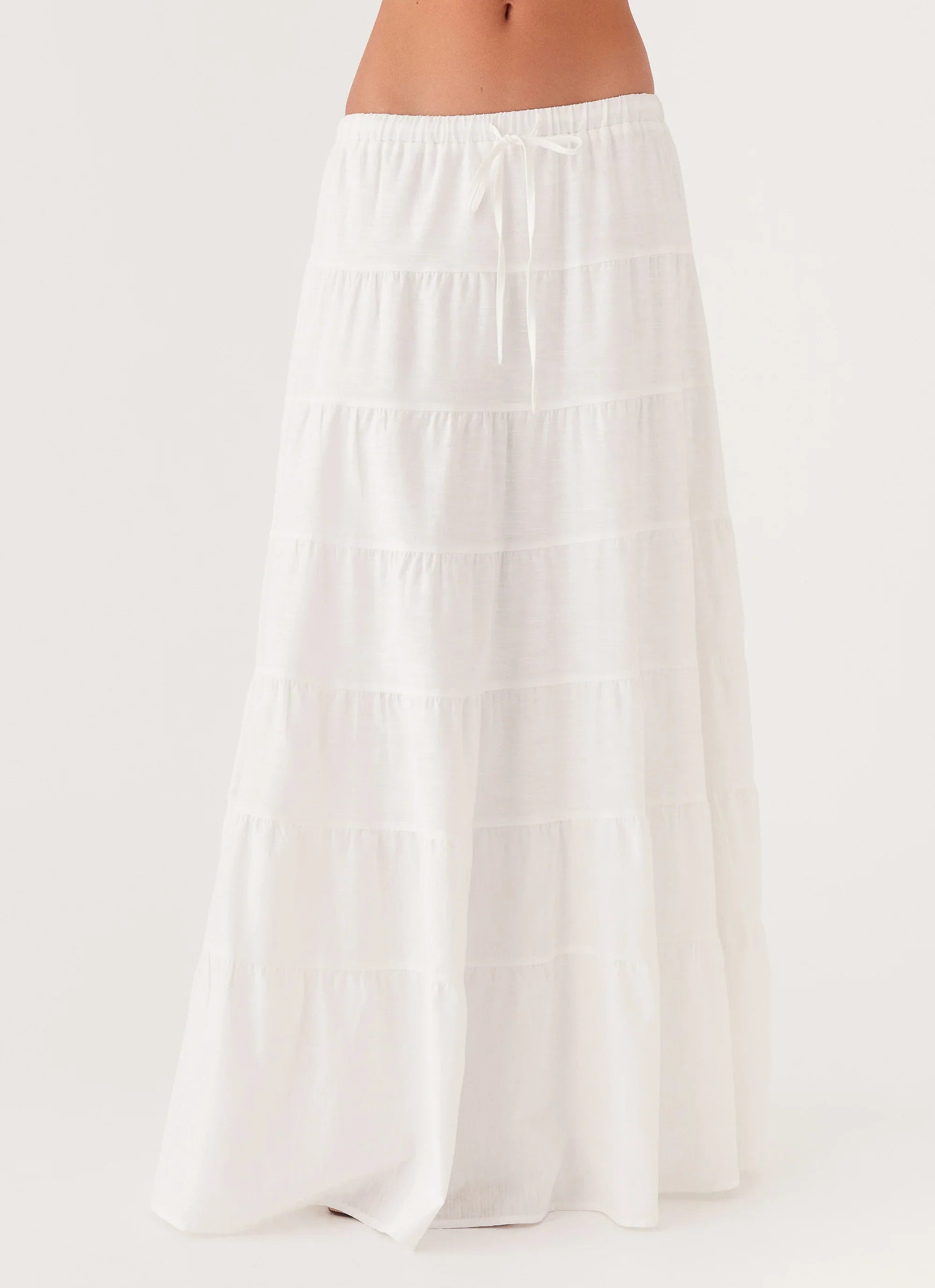 Mariella Linen Maxi Skirt White