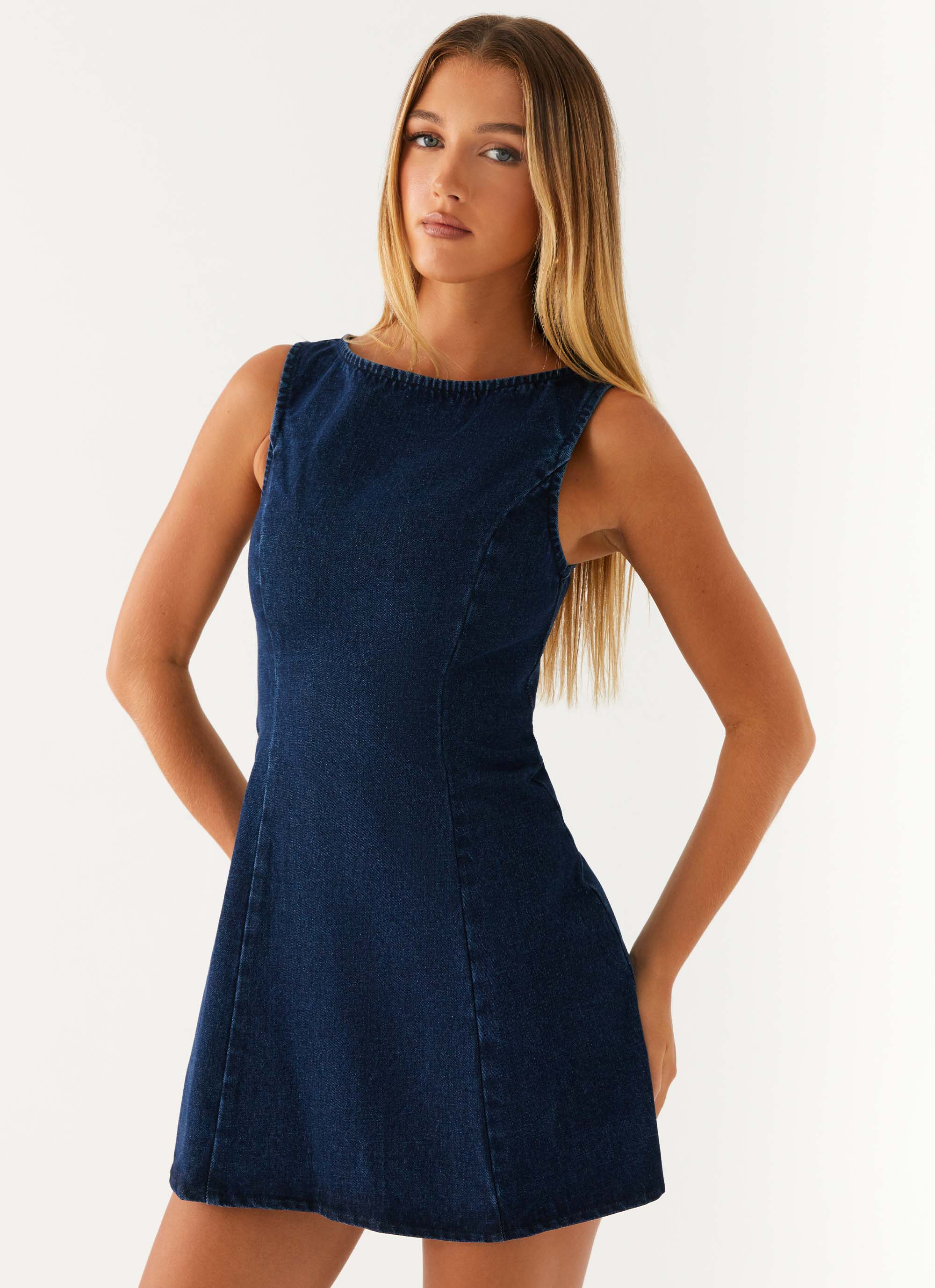 Rochelle Denim Mini Dress Blue