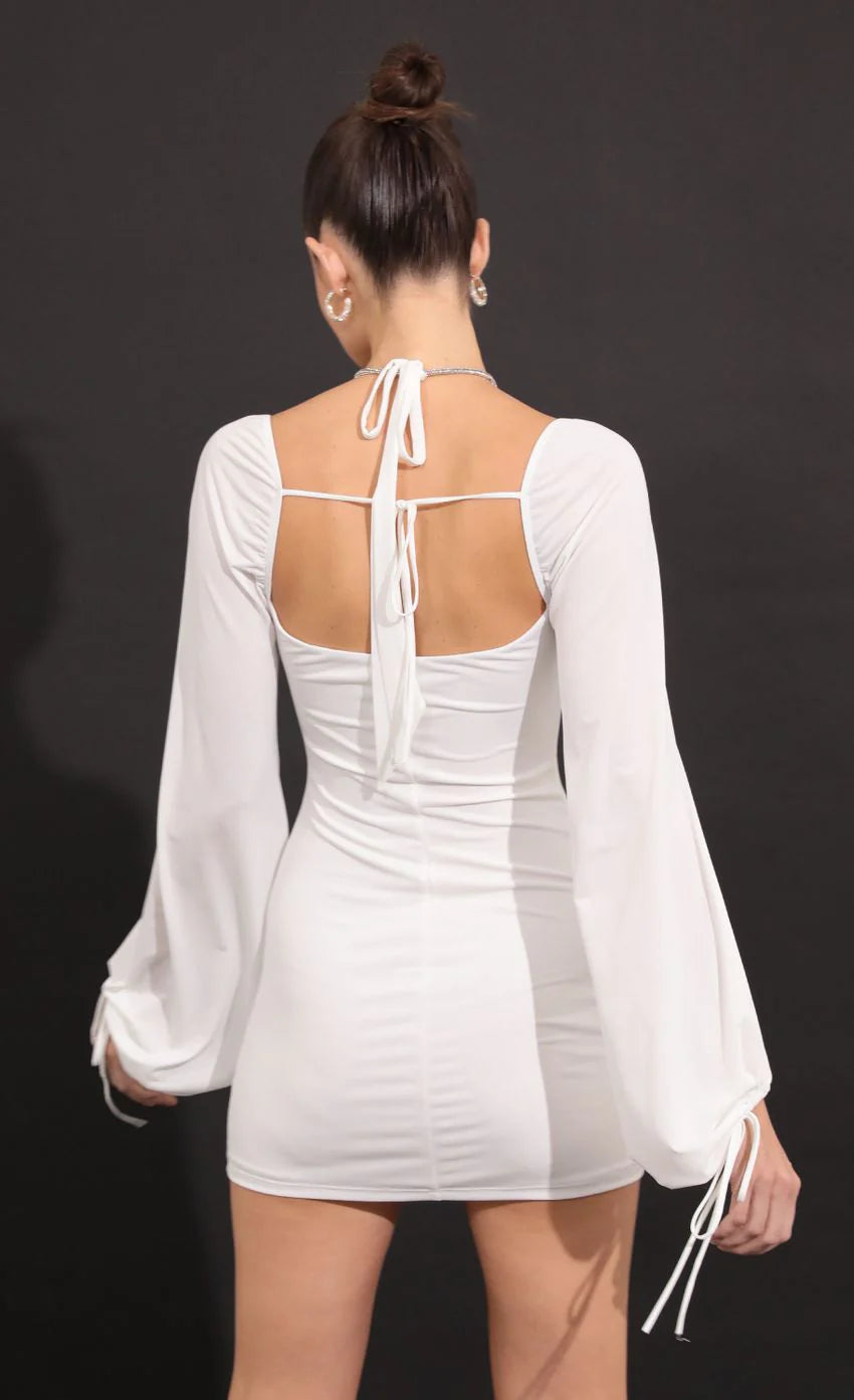 Long Sleeve Bodycon Dress in White