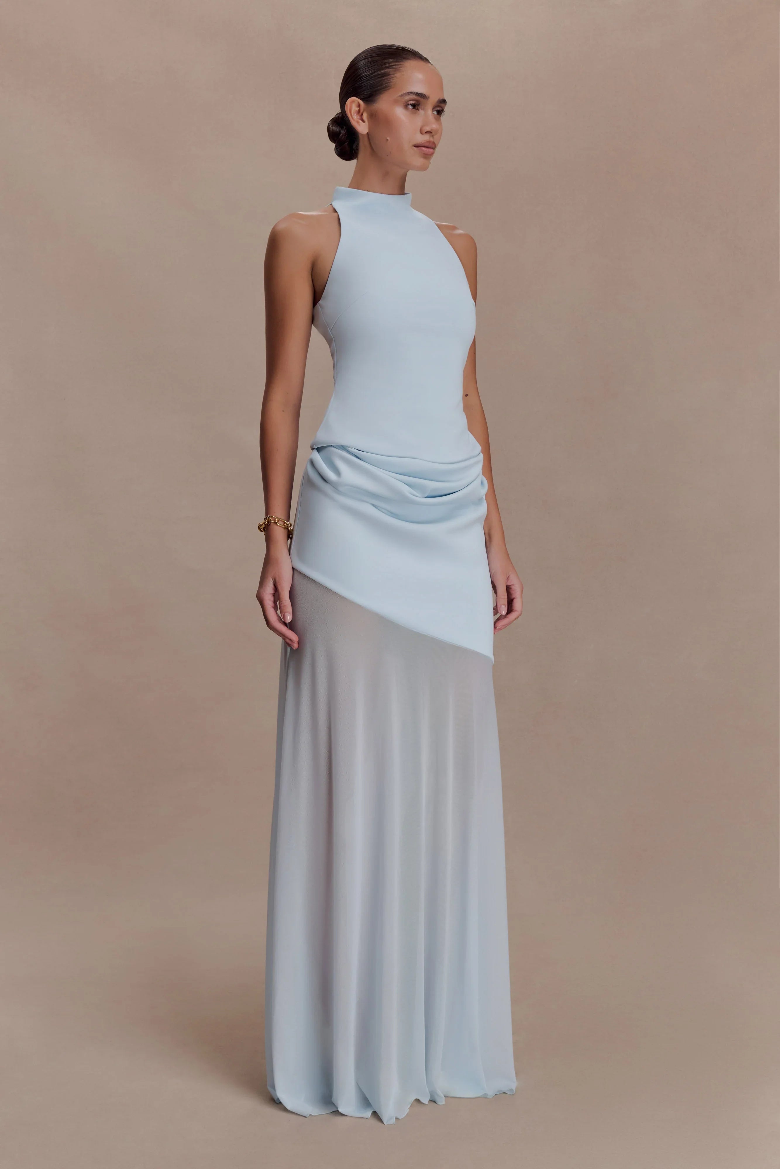 Portia Scuba Sleeveless Top Pale Blue