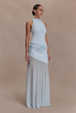 Portia Scuba Sleeveless Top Pale Blue