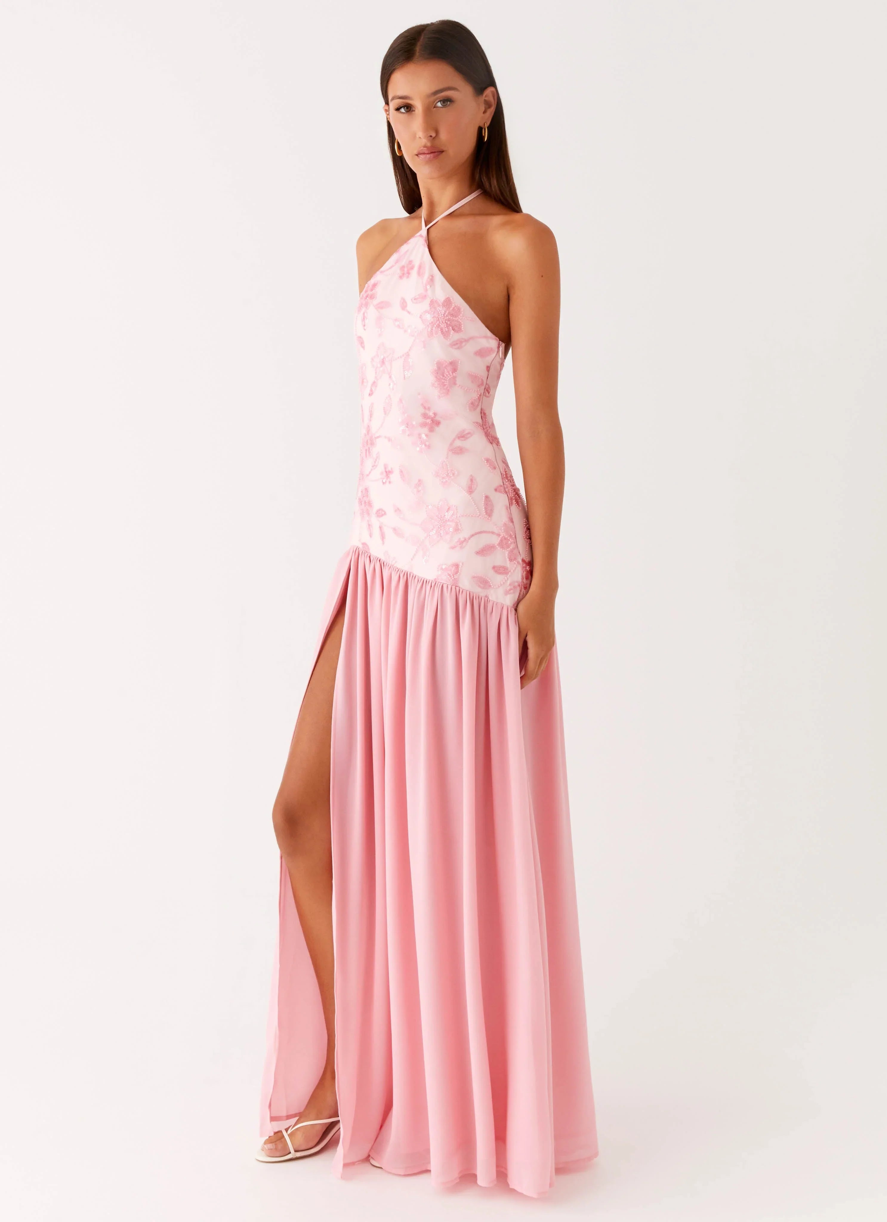 Janelle Beaded Maxi Dress Pink