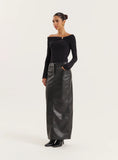 Black Gold Hardware Detail Knitted Long Sleeve Top