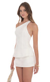One Shoulder Denim Top in Ivory