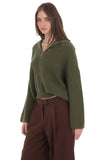Knit Quarter Zip Jumper in Green