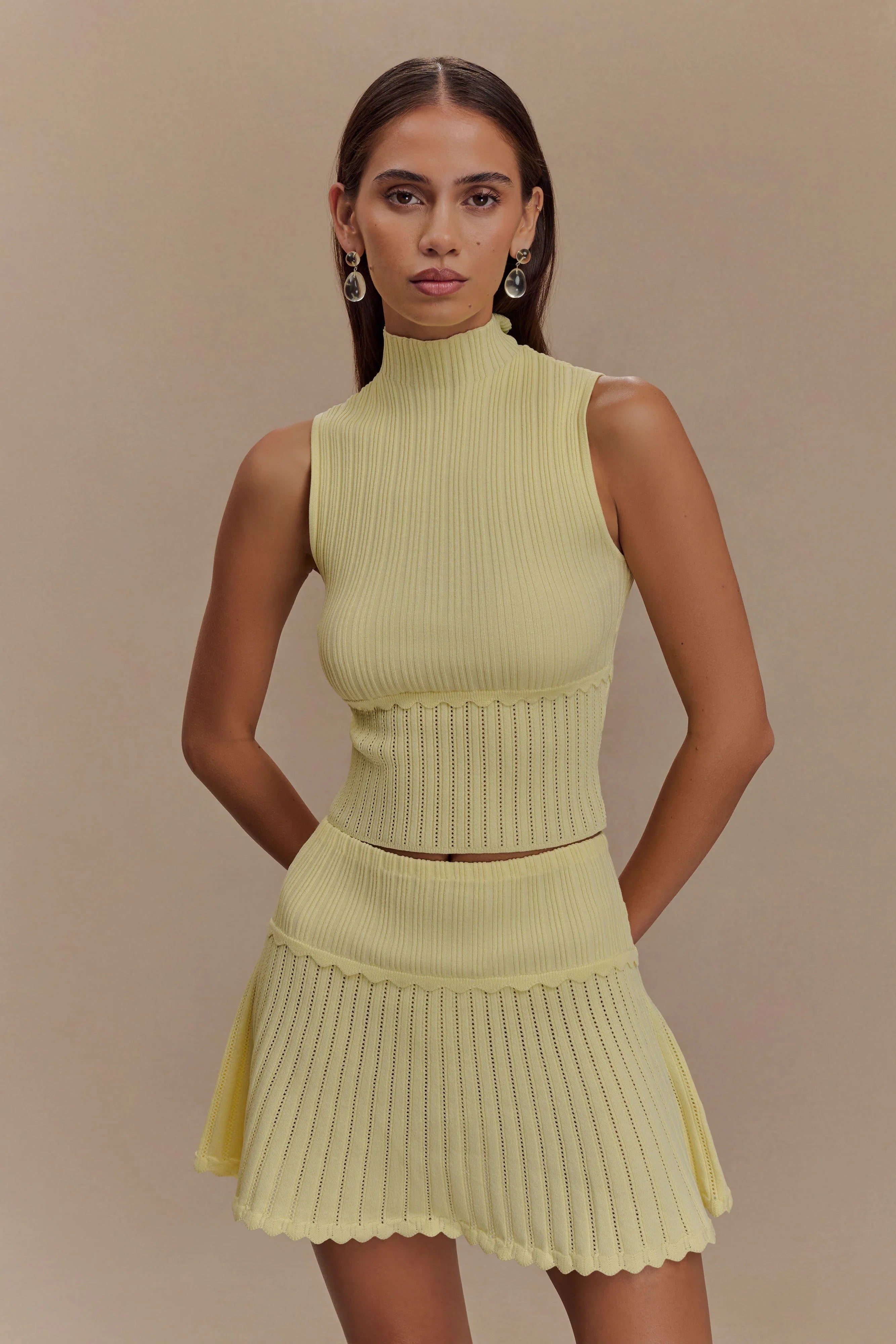 Indy Pointelle Knit Top Lemon