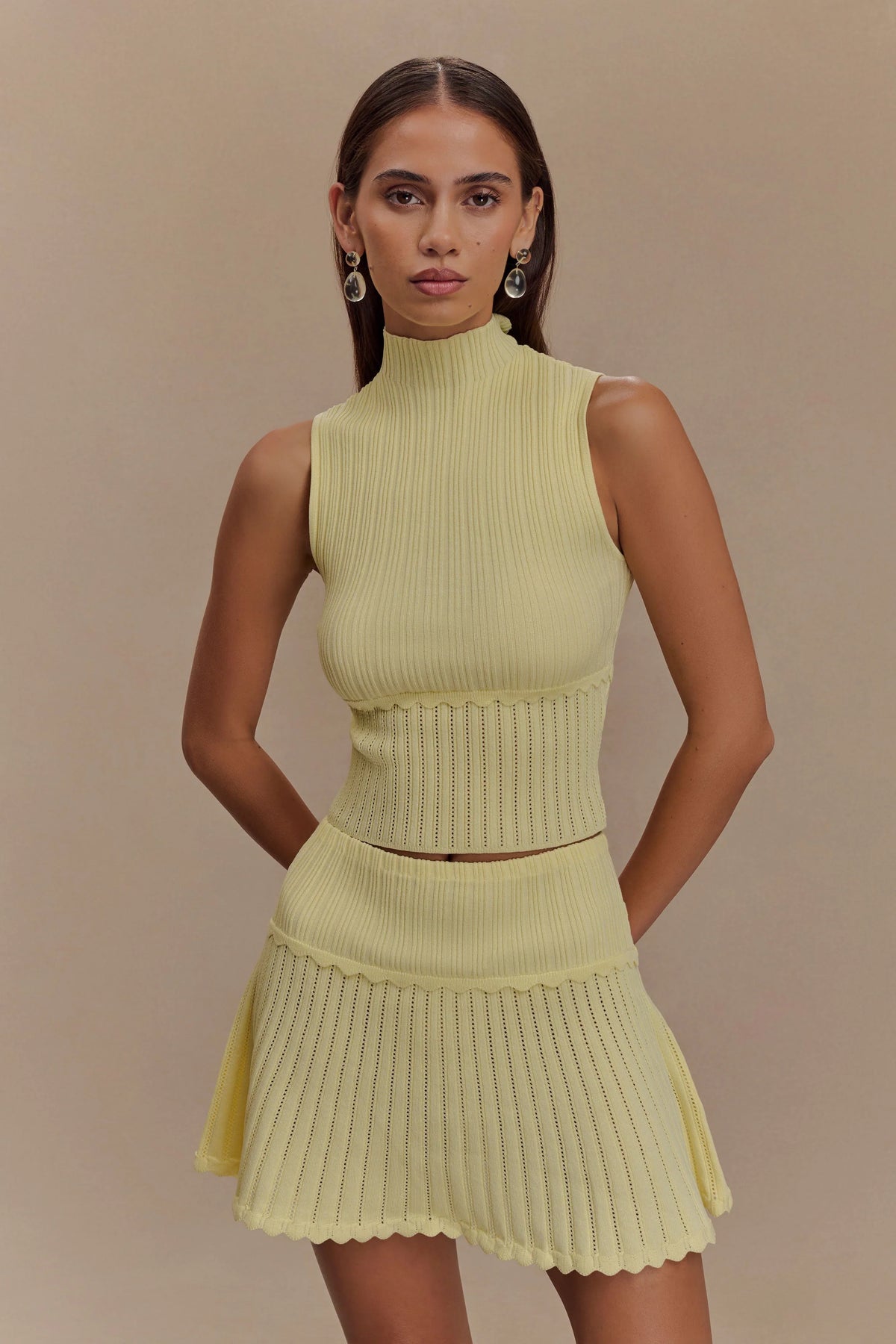 Indy Pointelle Knit Top Lemon