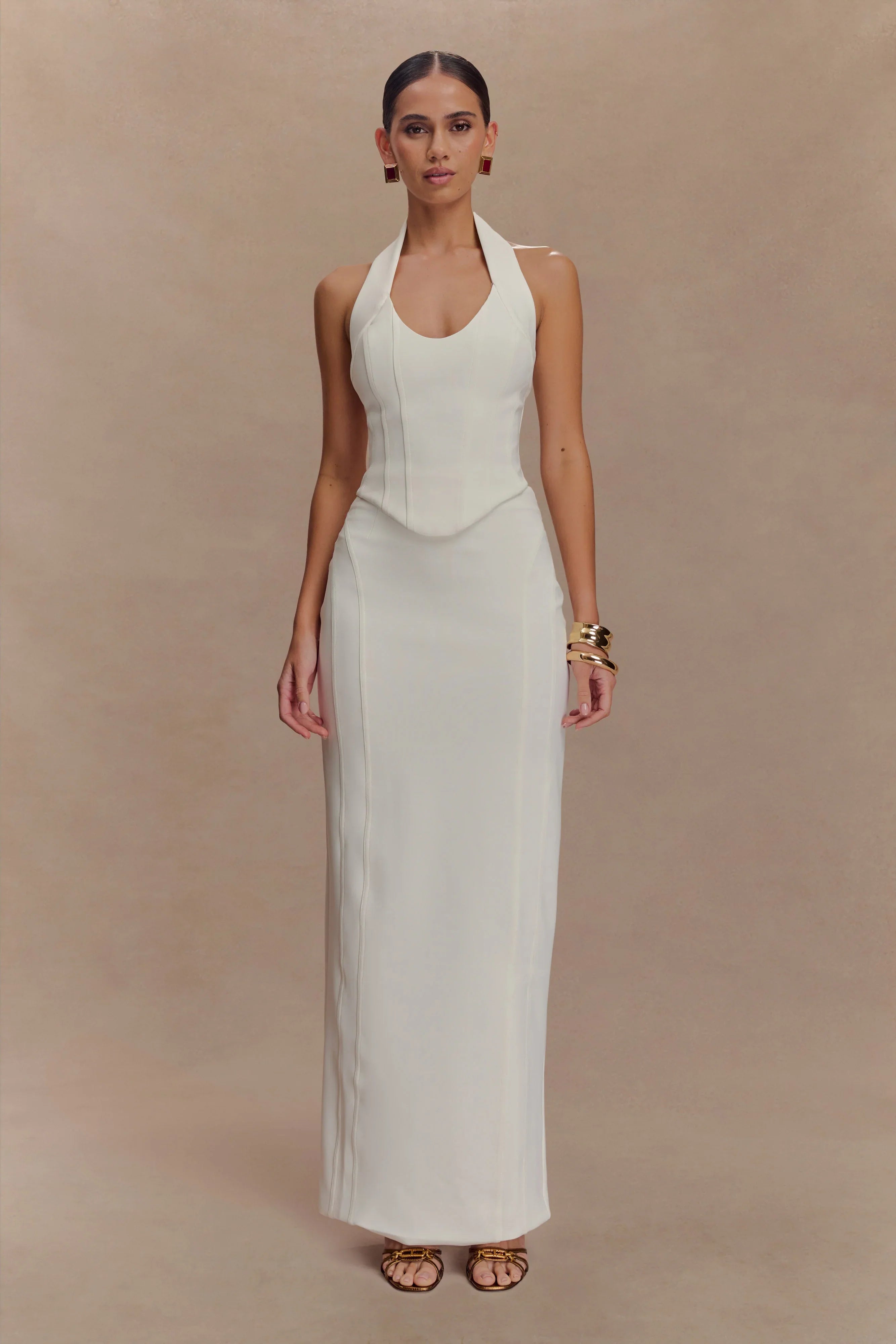 Alma High Waist Maxi Skirt White