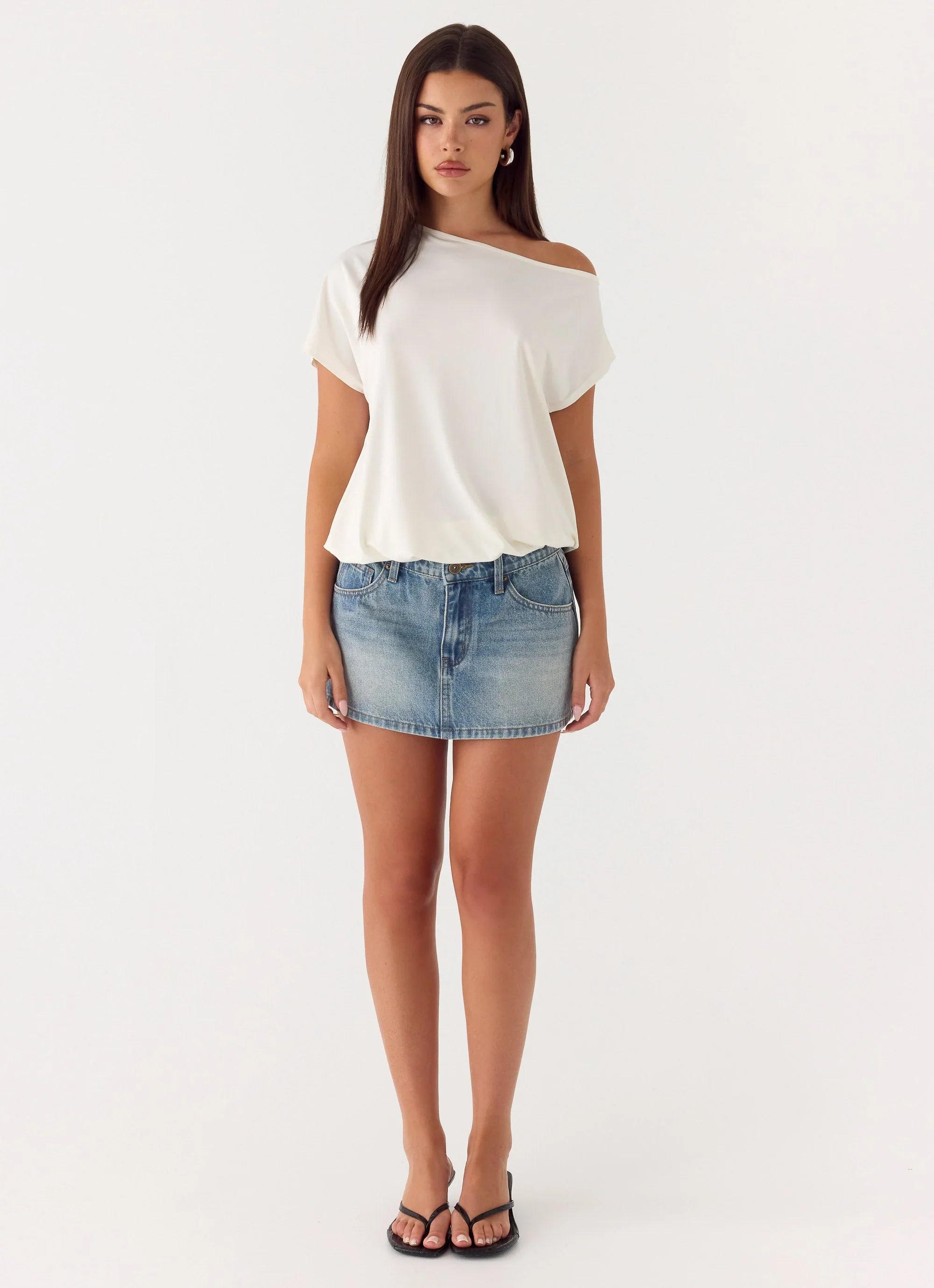 Silas Low Rise Denim Mini Skirt Vintage Wash Blue