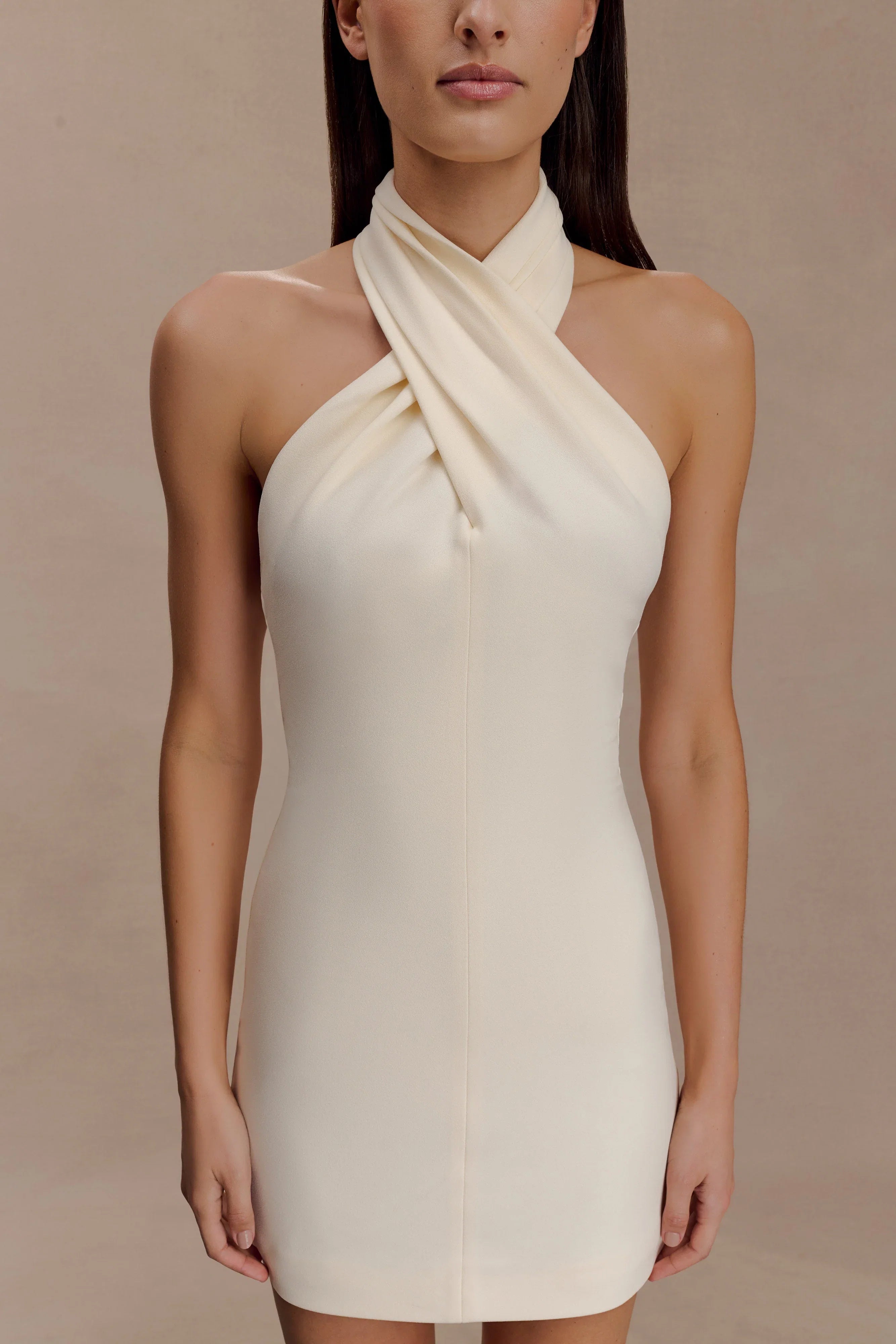 Christina Cross Over Mini Dress Buttercream