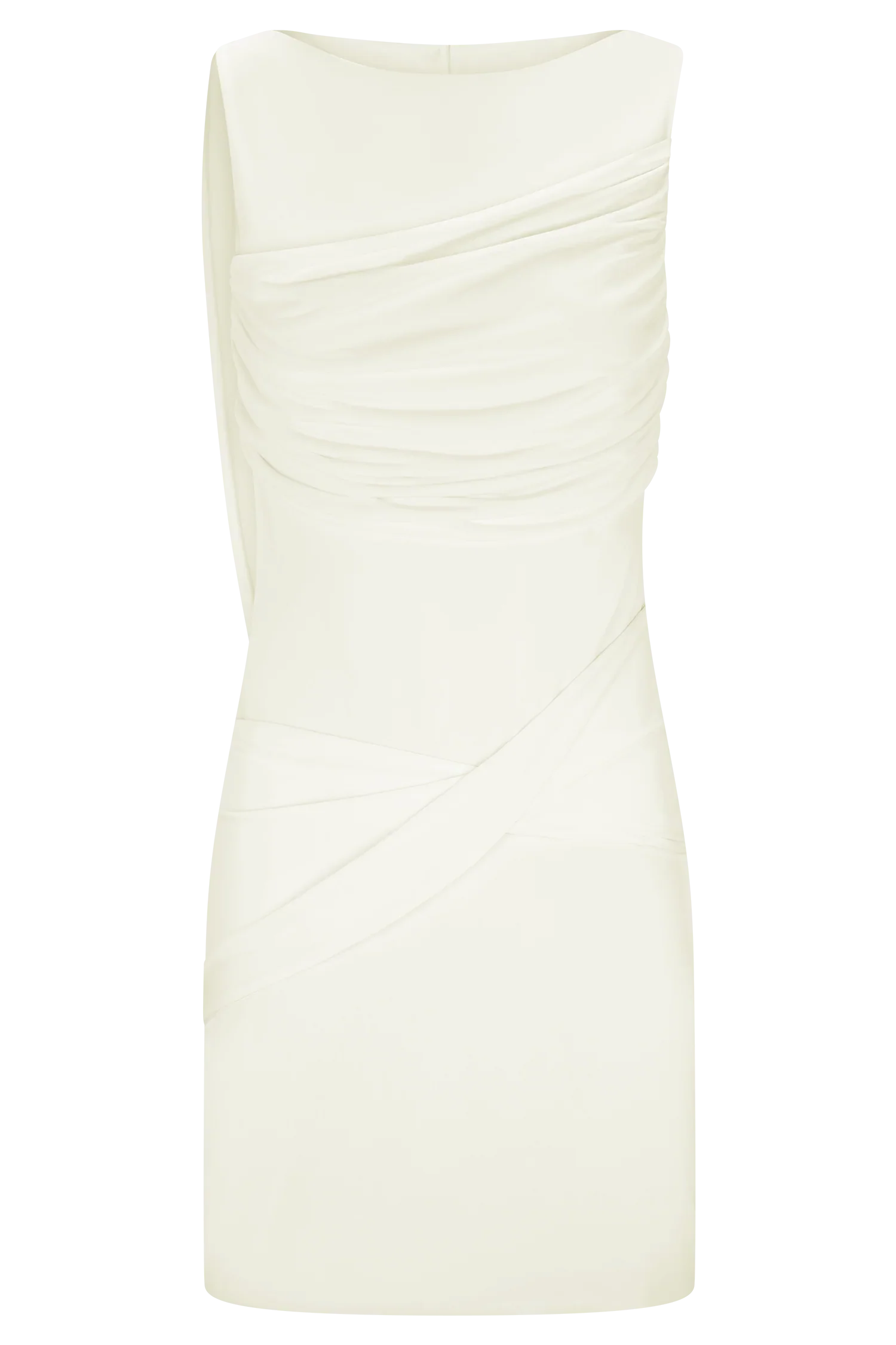 Henley Slinky Drape Mini Dress Ivory