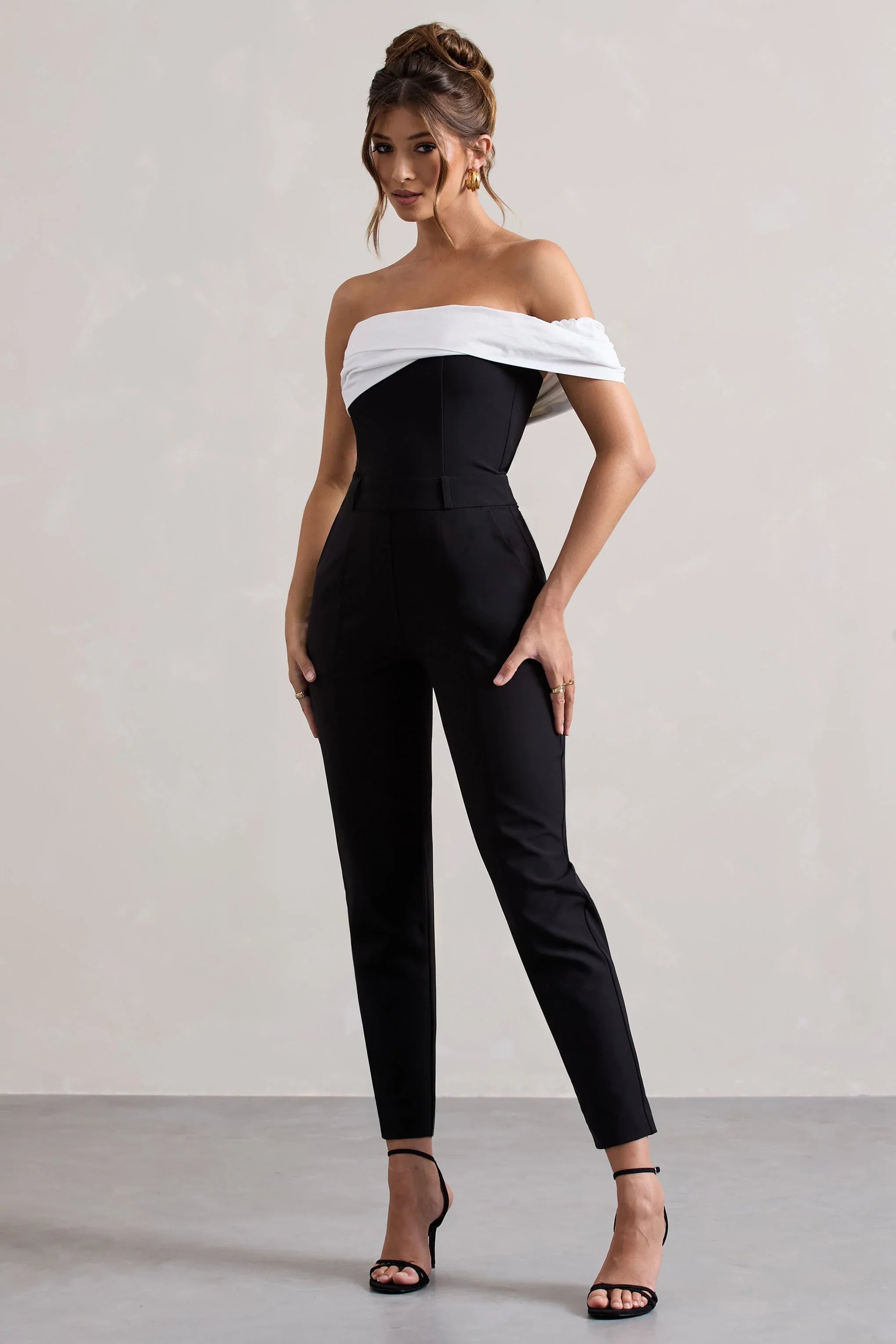 Paxton Black Twisted Bardot Tailored Jumpsuit