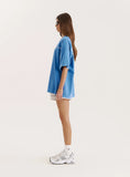 Blue Acid Wash Back Graphic Printed T Shirt