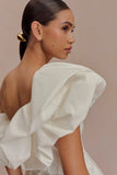 Debbie One Shoulder Bubble Top White
