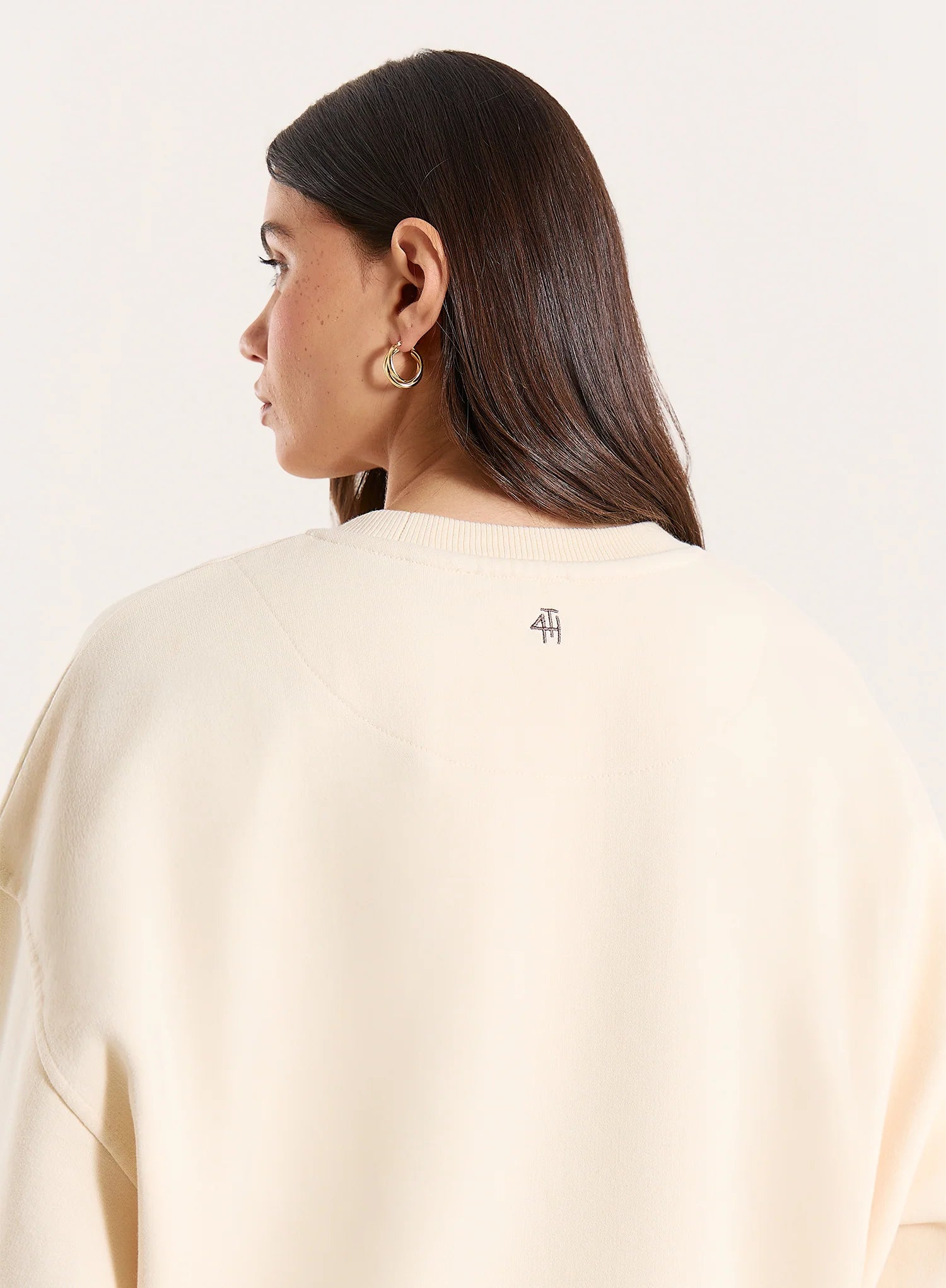 Cream Fourth Branded Oversized Sweatshirt