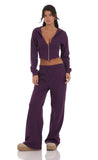 Cropped Pointed Hoodie in Purple