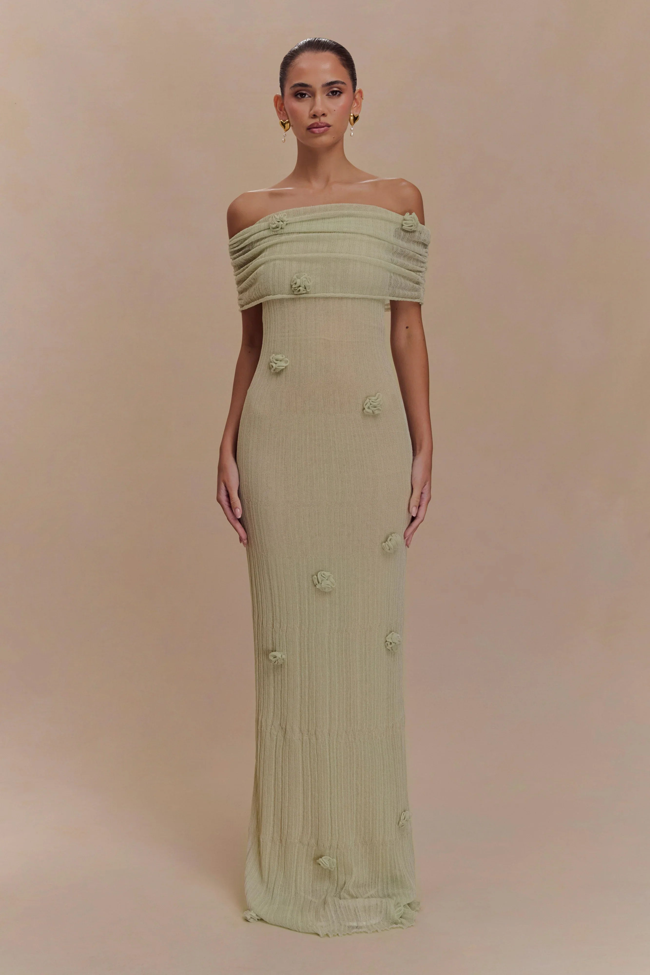 Brynn Orchid Knit Maxi Dress Pastel Green