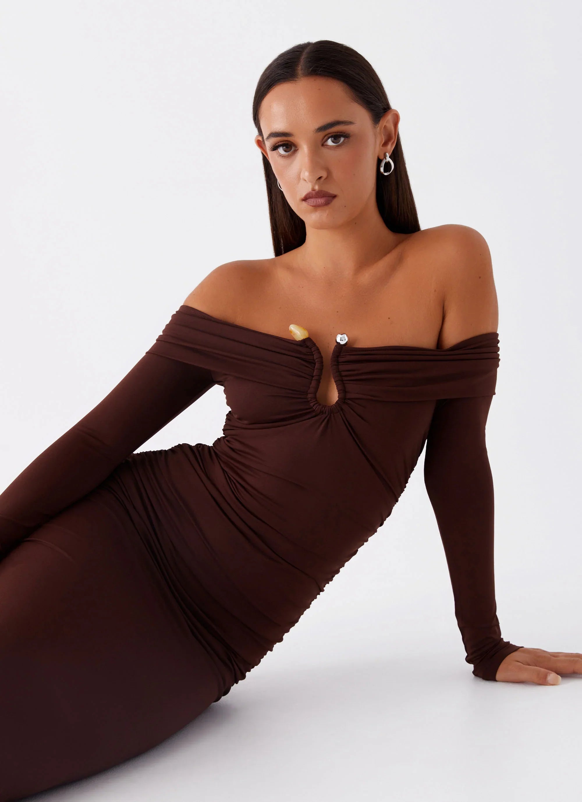 Rudy Long Sleeve Maxi Dress Chocolate