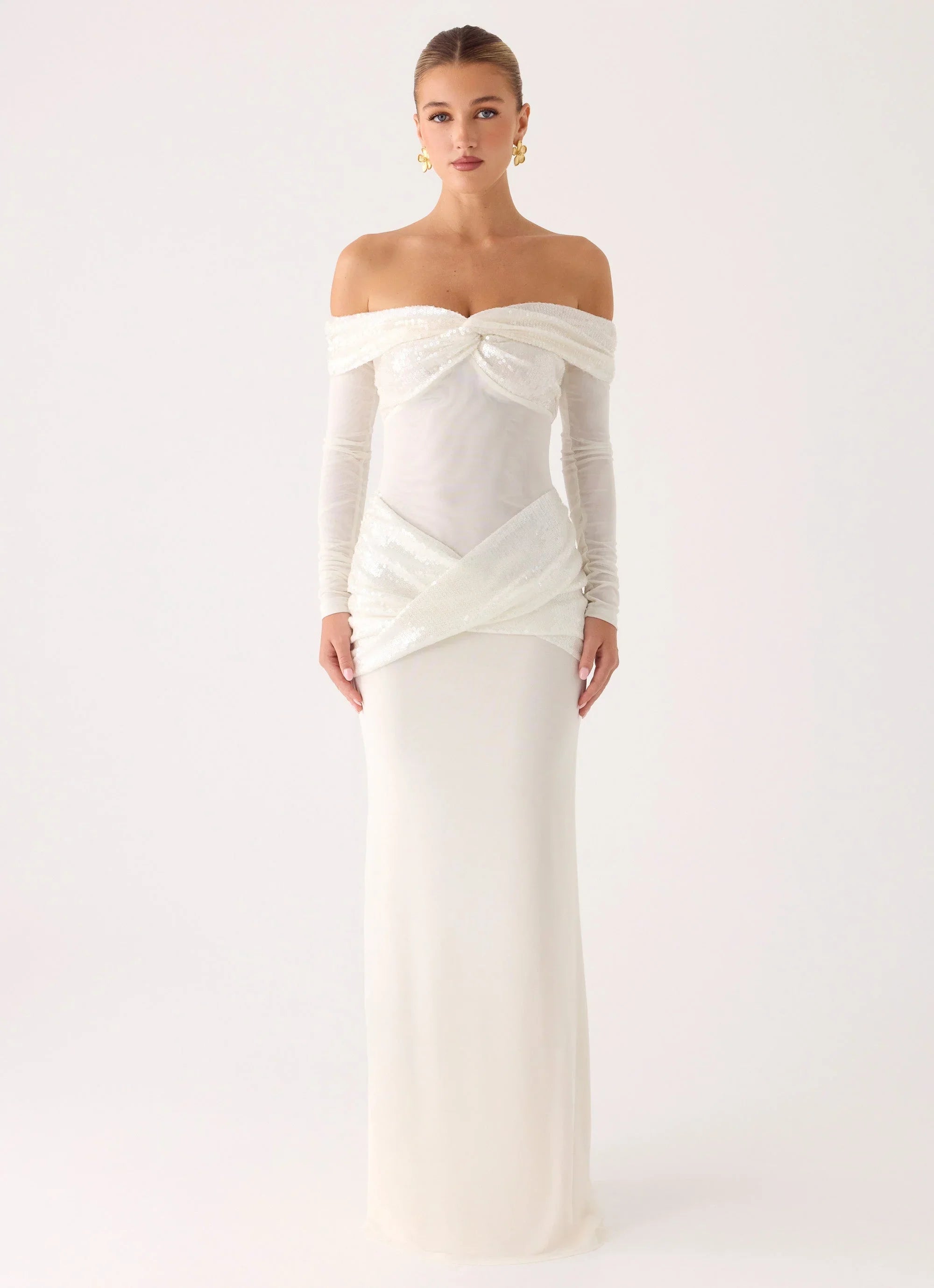 Over To You Sequin Maxi Dress White