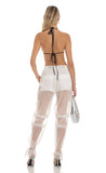 Rhinestone Pants in White